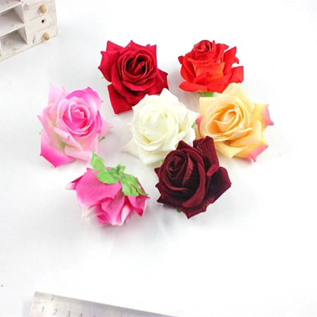 Simulated rose with triangular rolled edges and velvet fabric rose Simulated rose with triangular rolled edges and velvet fabric rose